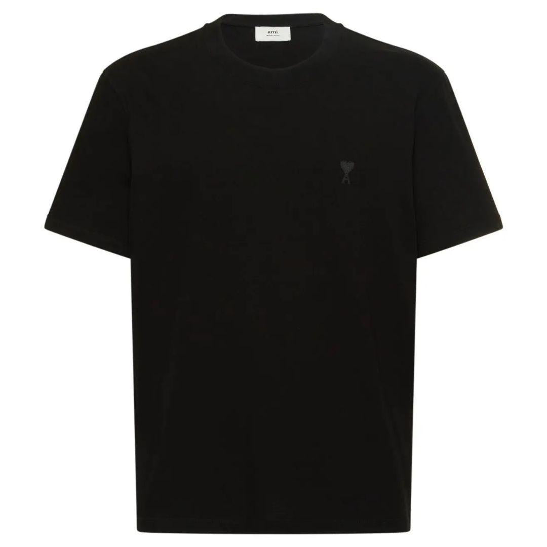 AMI PARIS BLACK TONAL SMALL ADC T-SHIRT BLACK