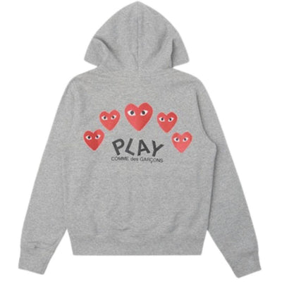 COMME DES GARÇONS PLAY RED HEART ZIP-UP HOODIE GREY