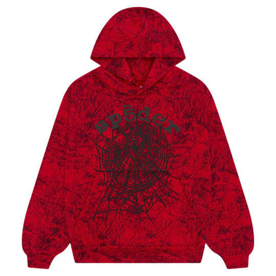 SP5DER OG WEB HOODIE TREE CAMO RED FW24 RUNWAY EDITION