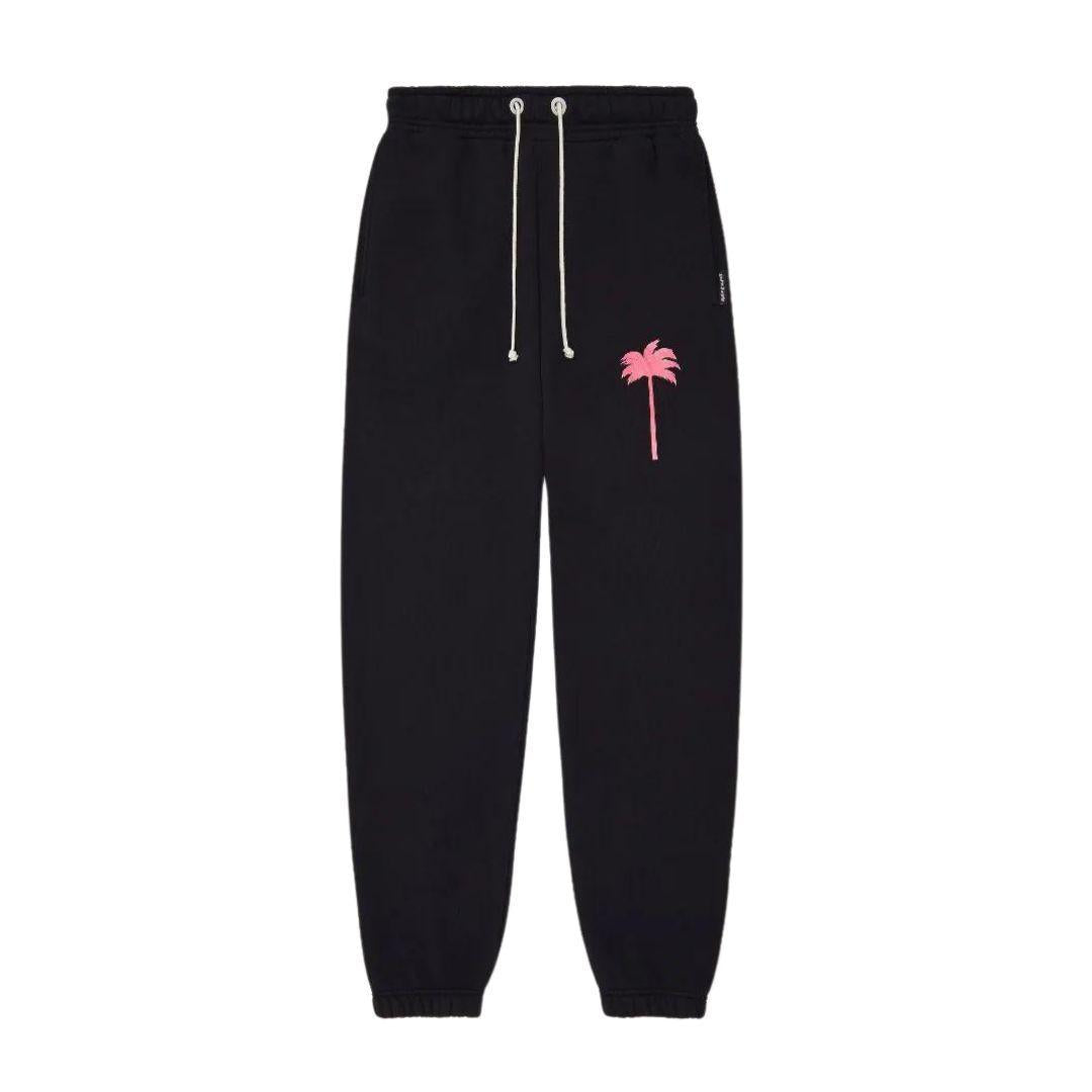 PALM ANGELS PXP PAINTED SWEATPANTS BLACK FUSCHIA