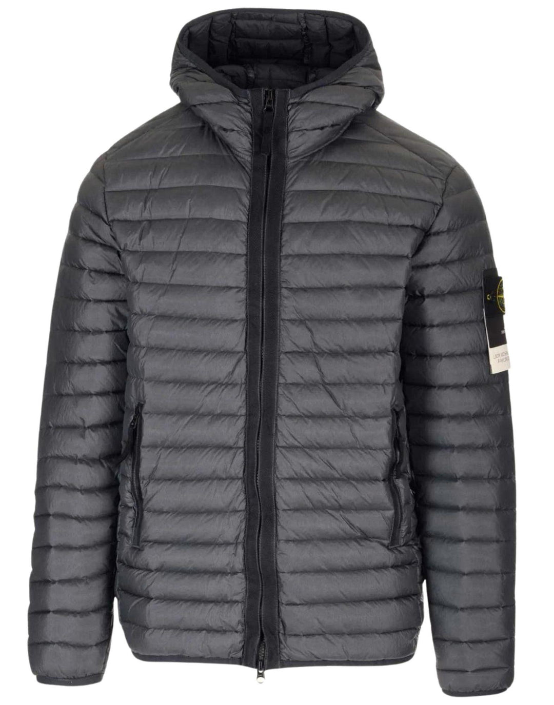 STONE ISLAND LOOM WOVEN Chambers HOODED DOWN JACKET STEEL GREY