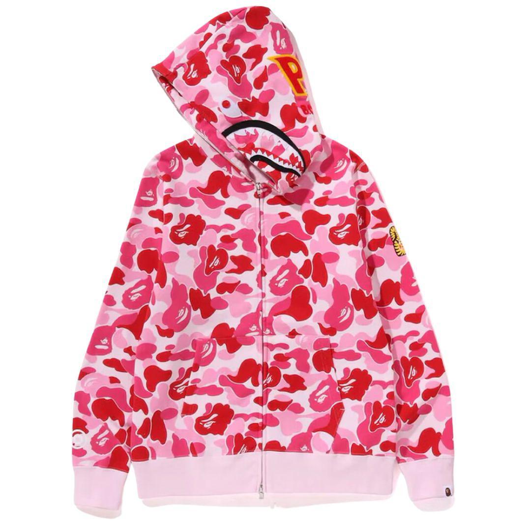 BAPE ABC CAMO PONR SHARK FULL ZIP HOODIE PINK XL