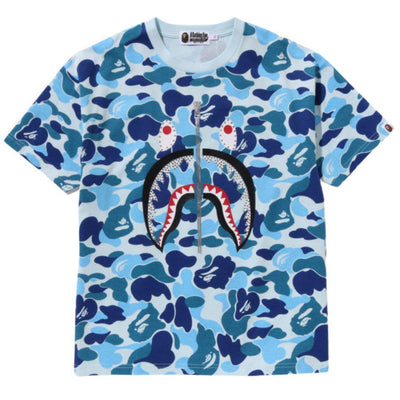 BAPE ABC CAMO CRYSTAL STONE SHARK ZIP T-SHIRT BLUE (W)