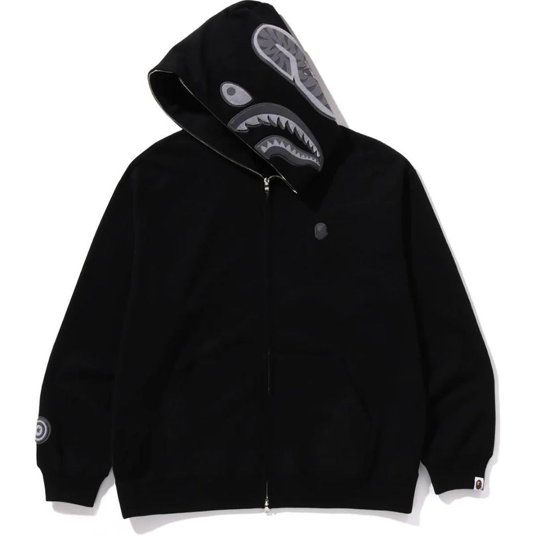 BAPE ONE POINT SHARK ZIP HOODIE BLACK