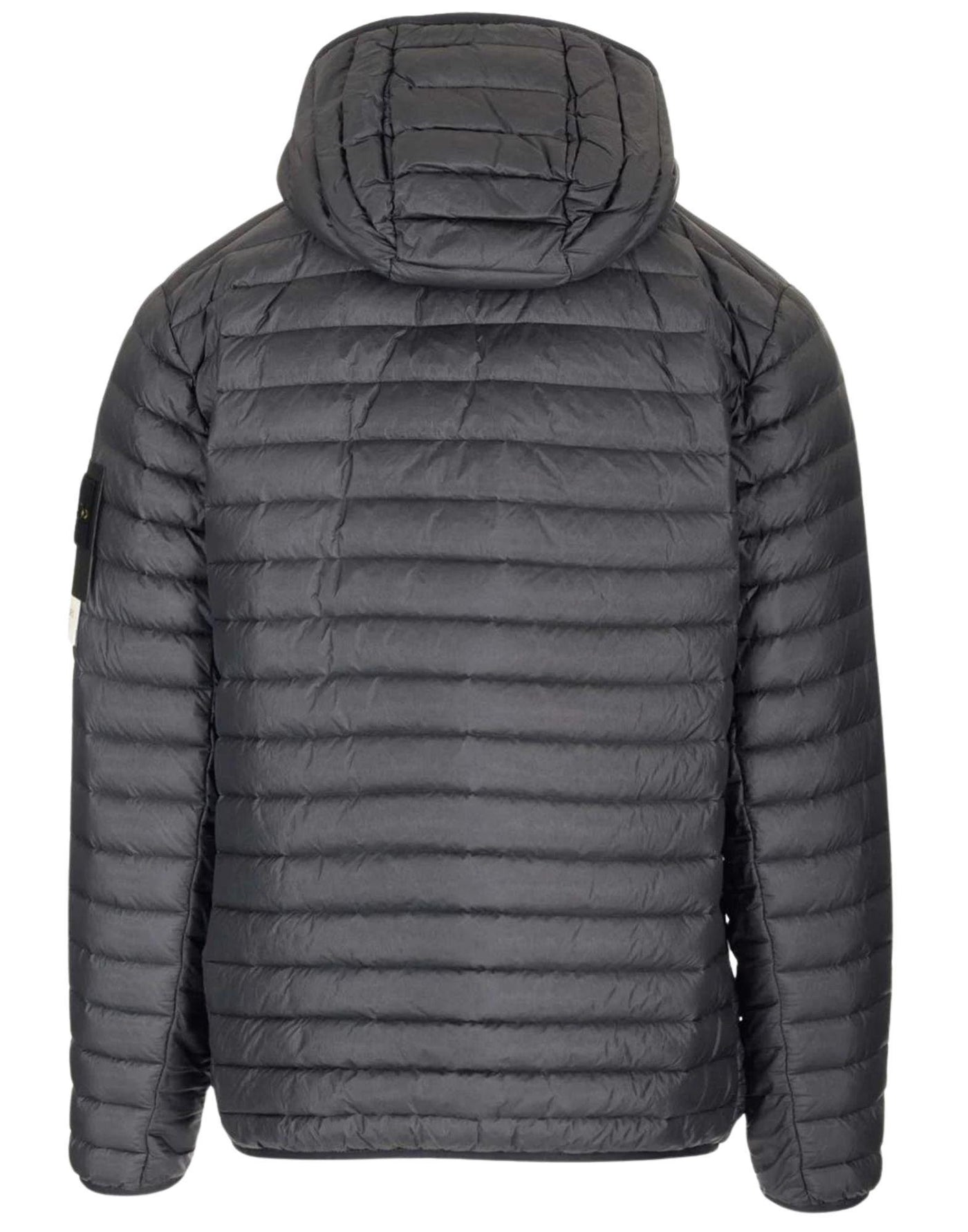 STONE ISLAND LOOM WOVEN CHAMBERS HOODED DOWN JACKET STEEL GREY