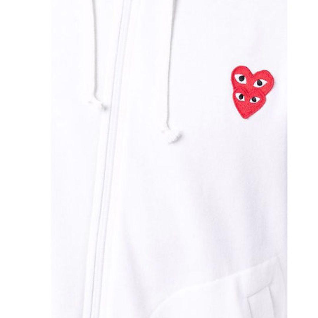 COMME DES GARÇONS PLAY DOUBLE EMBLEM HOODIE WHITE