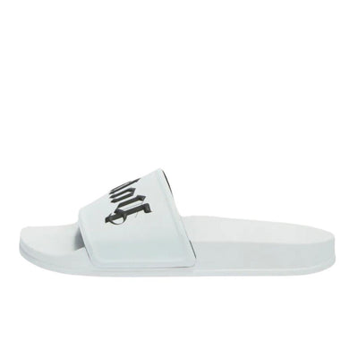 PALM ANGELS LOGO POOL SLIDES WHITE