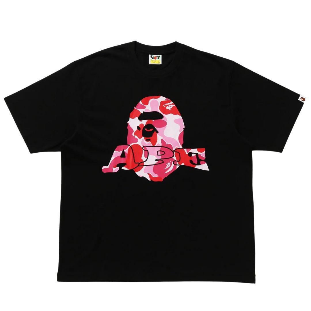 BAPE ABC CAMO APE HEAD RELAXED T-SHIRT BLACK/PINK