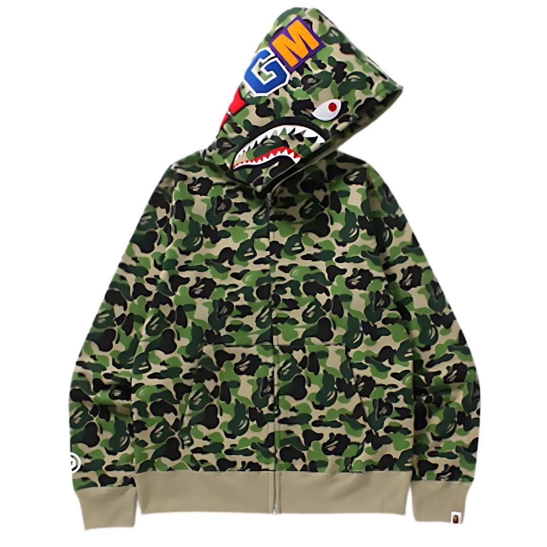 BAPE ABC CAMO SHARK FULL ZIP HOODIE GREEN