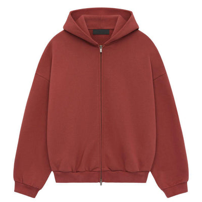 ESSENTIALS FOG FEAR OF GOD STATE LOGO HEAVY ZIP-UP CRIMSON