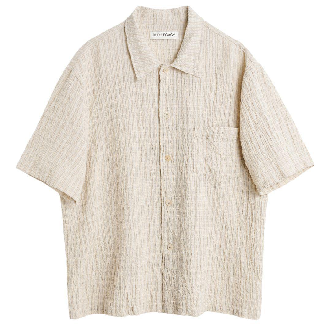 OUR LEGACY SHORT SLEEVE BOX SHIRT SEARSUCKER CREAM