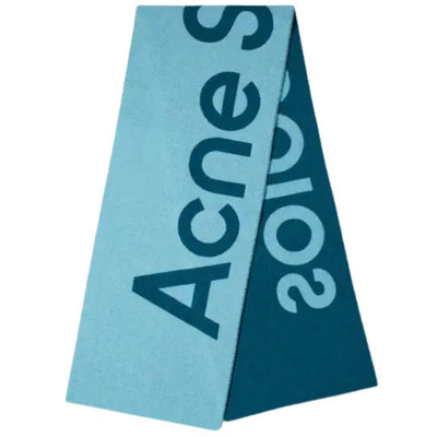 ACNE STUDIOS TORONTY LOGO MINI SCARF PETROL BLUE