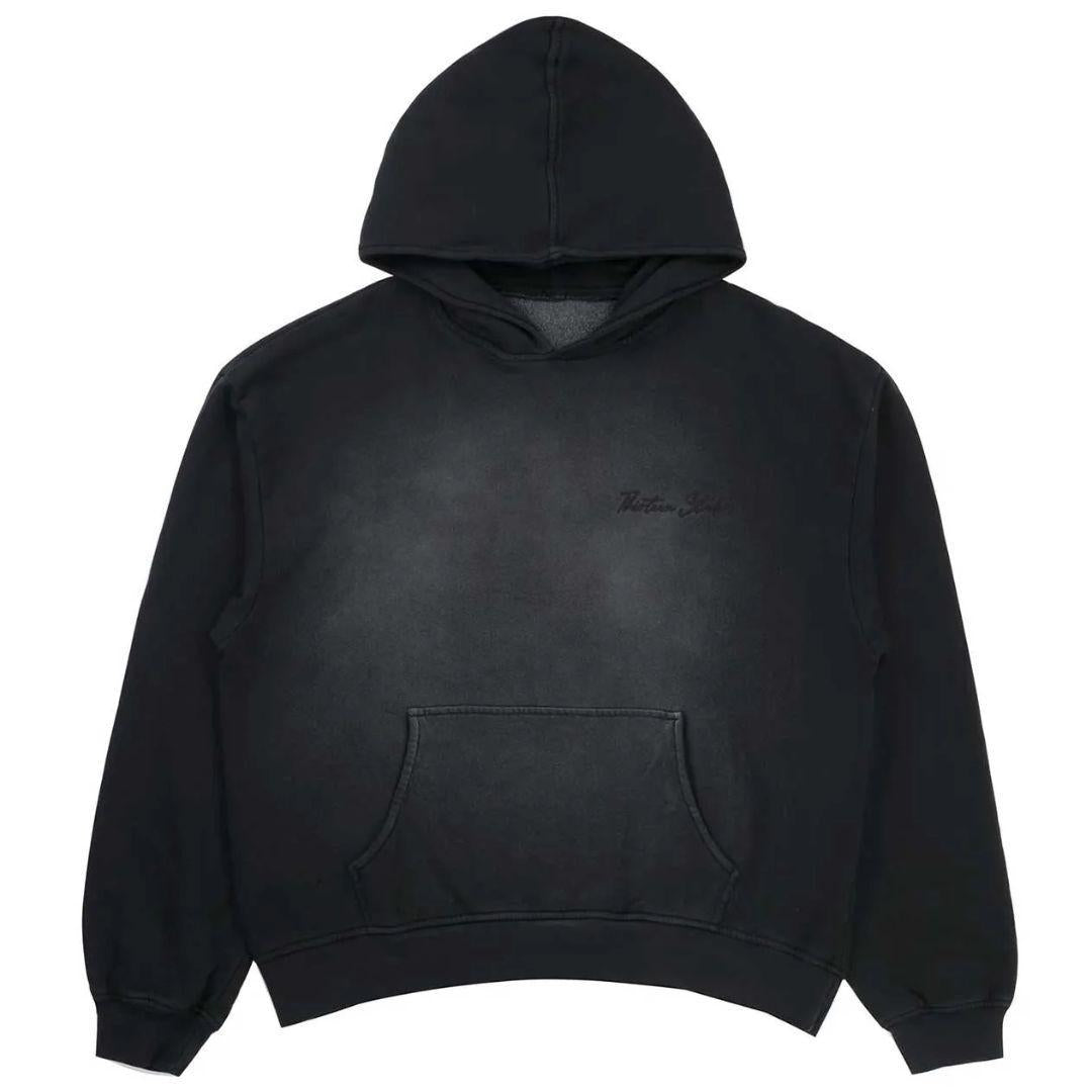 THIRTEEN STUDIOS EMBROIDERED LOGO HOODIE FADED BLACK