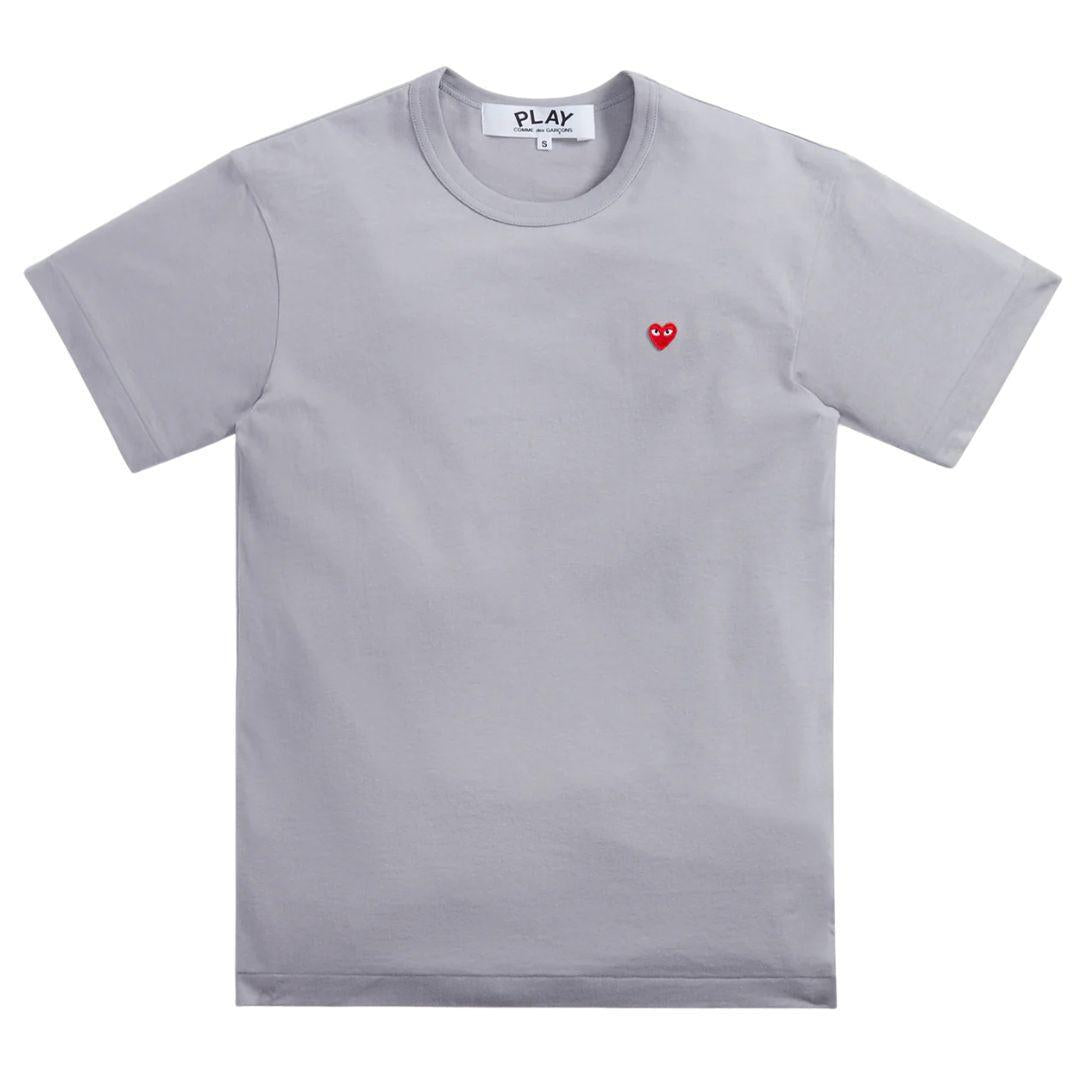 COMME DES GARÇONS PLAY  SMALL RED EMBLEM T-SHIRT GREY