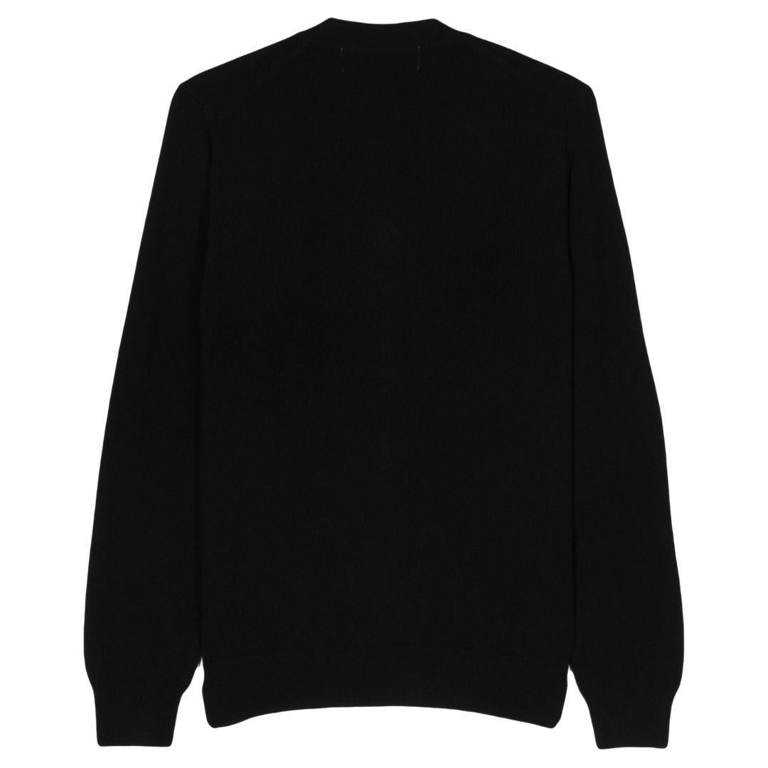 COMME DES GARÇONS PLAY RED EMBLEM WOOL CARDIGAN BLACK