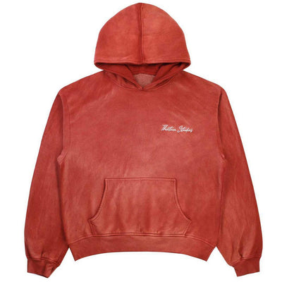 THIRTEEN STUDIOS EMBROIDERED LOGO HOODIE FADED RED