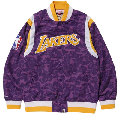 BAPE X MITCHELL & NESS LAKERS WARM UP JACKET PURPLE