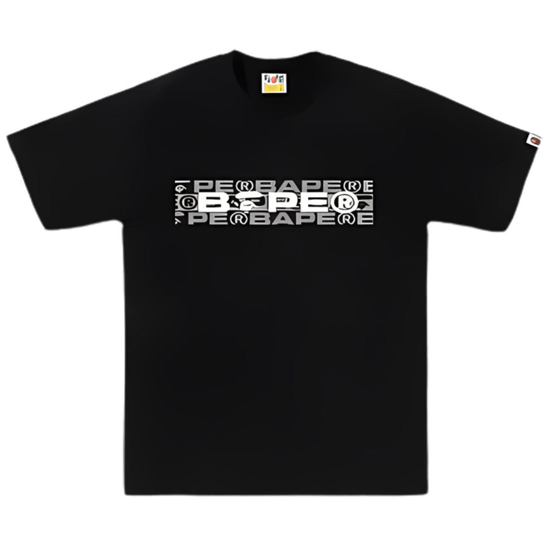 BAPE LUX SPORT PATTERN BOX LOGO T-SHIRT BLACK