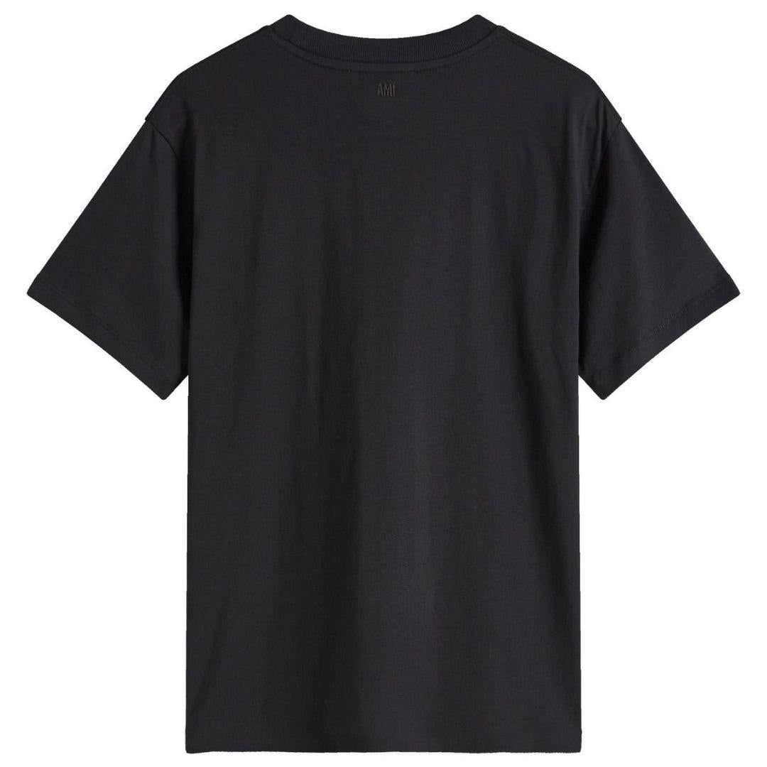 AMI PARIS BLACK TONAL SMALL ADC T-SHIRT BLACK