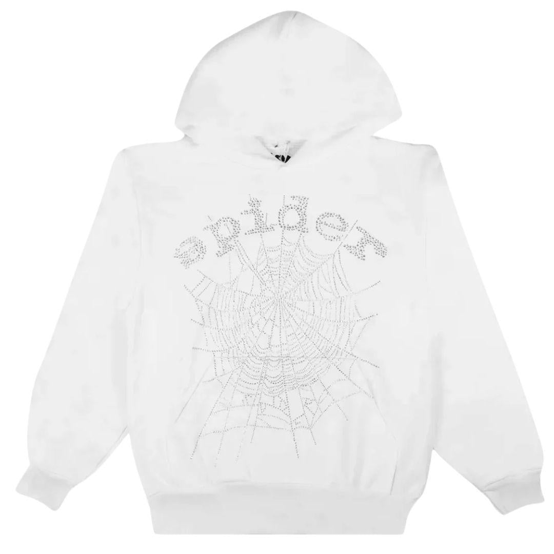 SP5DER OG RHINESTONE HOODIE WHITE