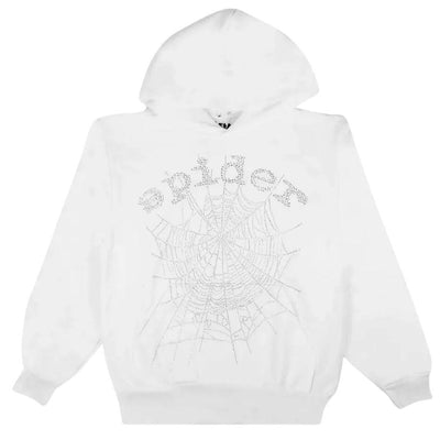 SP5DER OG RHINESTONE HOODIE WHITE