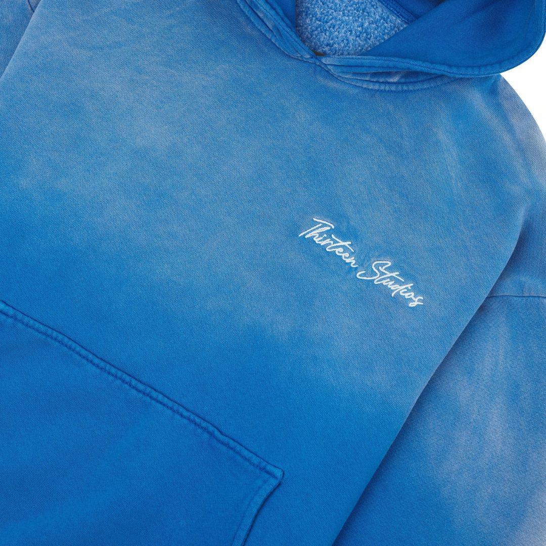 THIRTEEN STUDIOS EMBROIDERED LOGO HOODIE FADED BLUE