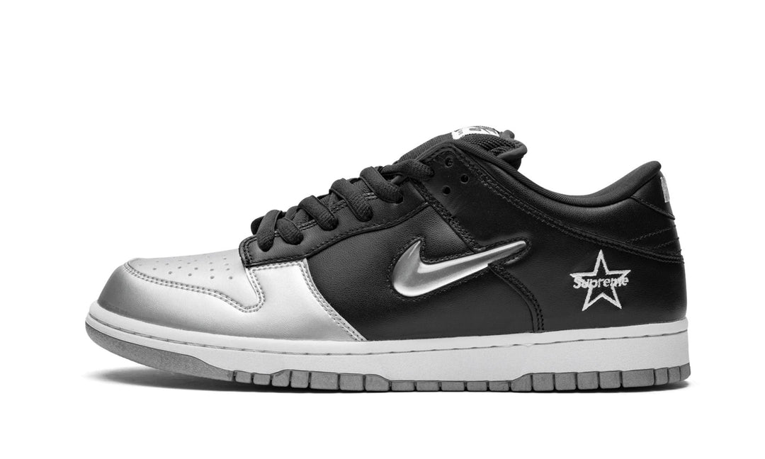 NIKE X SUPREME SB DUNK LOW JEWEL SWOOSH SILVER BLACK ONE OF A KIND