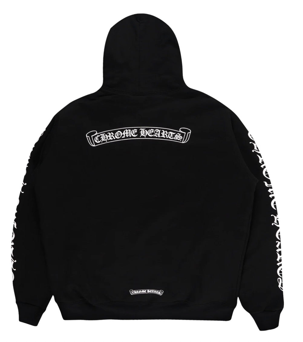 CHROME HEARTS SCROLL LOGO FU ZIP UP HOODIE BLACK – ONE OF A KIND