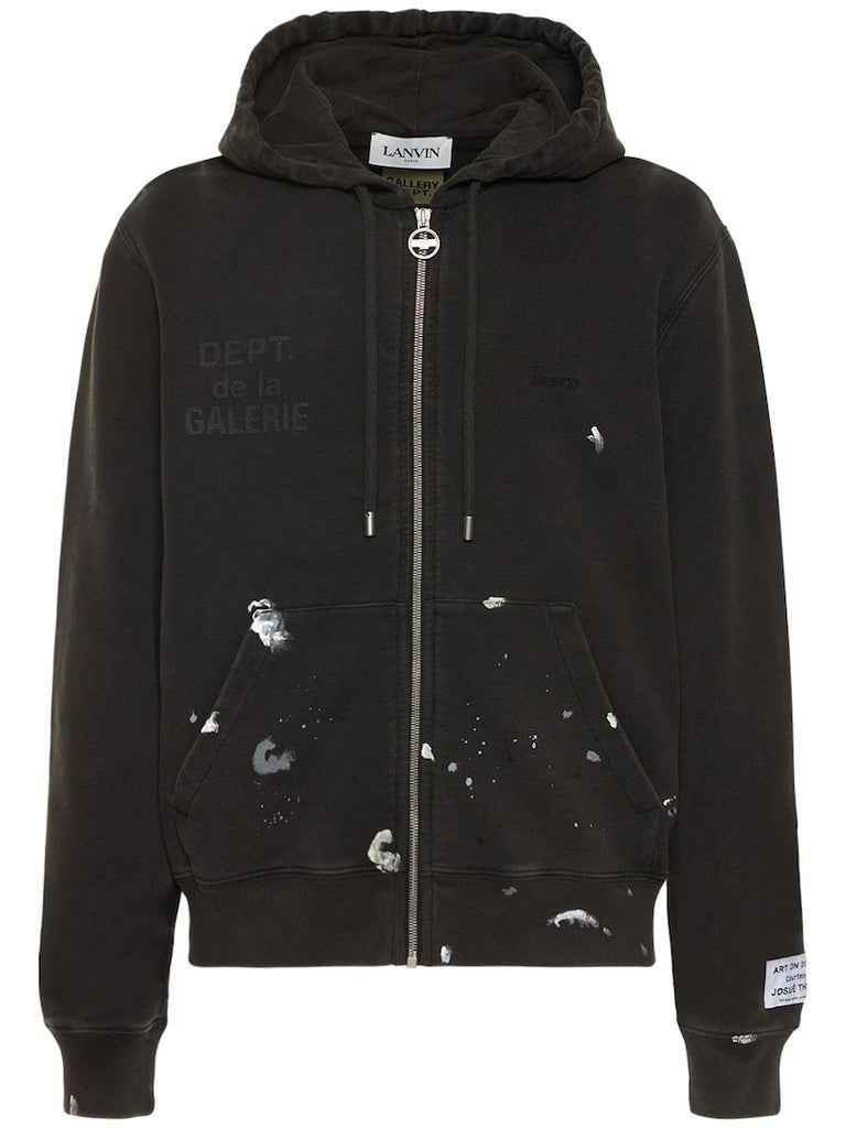 GALLERY DEPT X LANVIN ZIP UP HOODIE WASHED BLACK