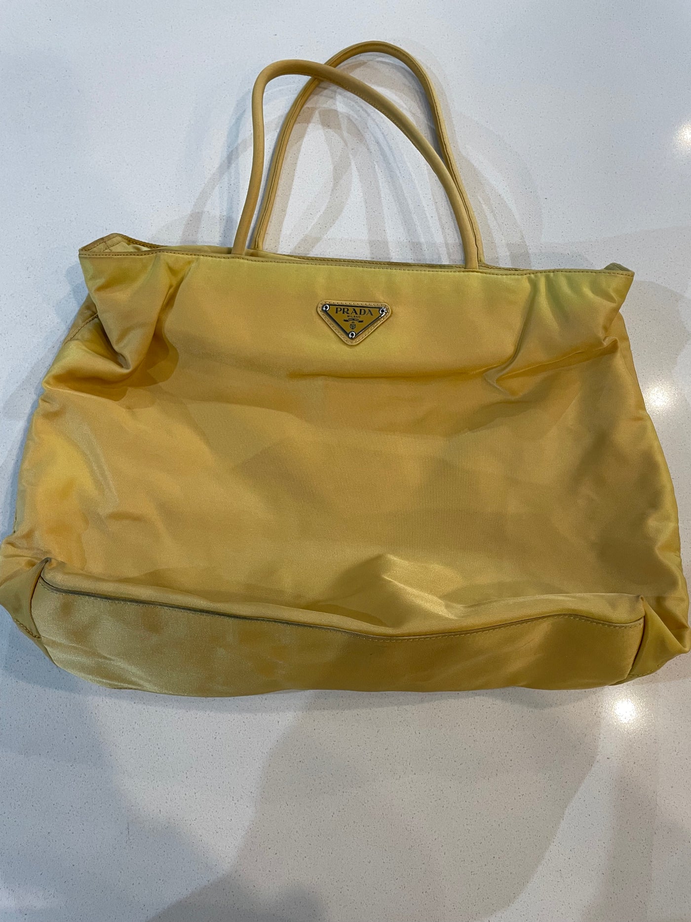 PRADA NYLON YELLOW HAND BAG