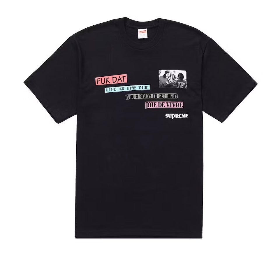 SUPREME JOIE DE VIVRE TEE BLACK