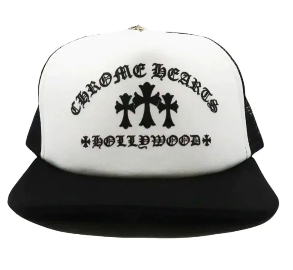 CHROME HEARTS KING TACO TRUCKER HAT WHITE / BLACK