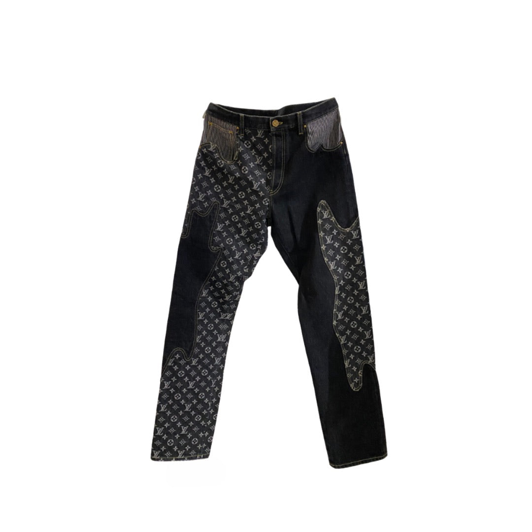 LOUIS VUITTON X NIGO MONOGRAM CRAZY DENIM PANTS BLACK