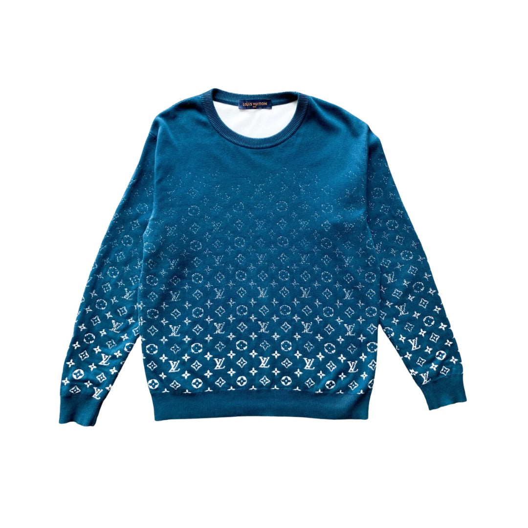 LOUIS VUITTON TURQUOISE GRADIENT MONOGRAM CREWNECK