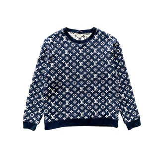 LOUIS VUITTON NAVY WHITE MONOGRAM CREWNECK