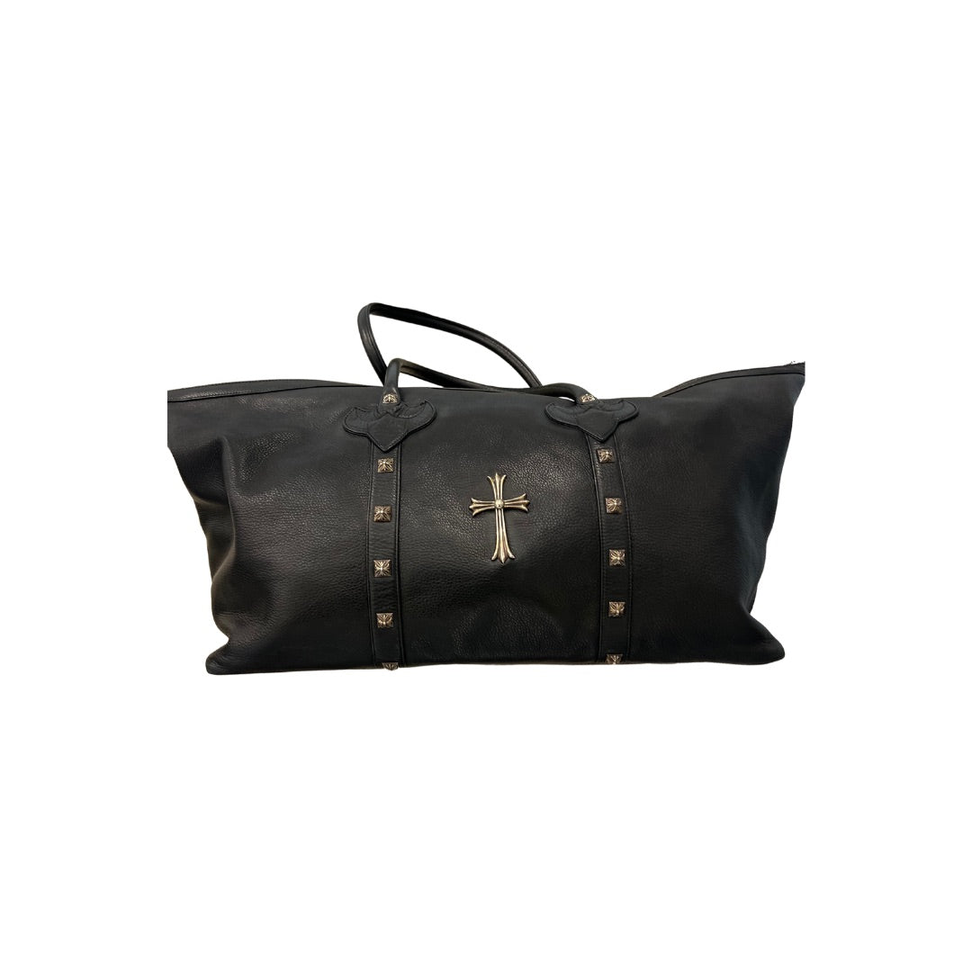 CHROME HEARTS LEATHER DUFFLE BAG  BLACK