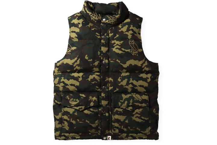 BAPE X OVO WOODLAND CAMO DOWN VEST GREEN ONE OF A KIND