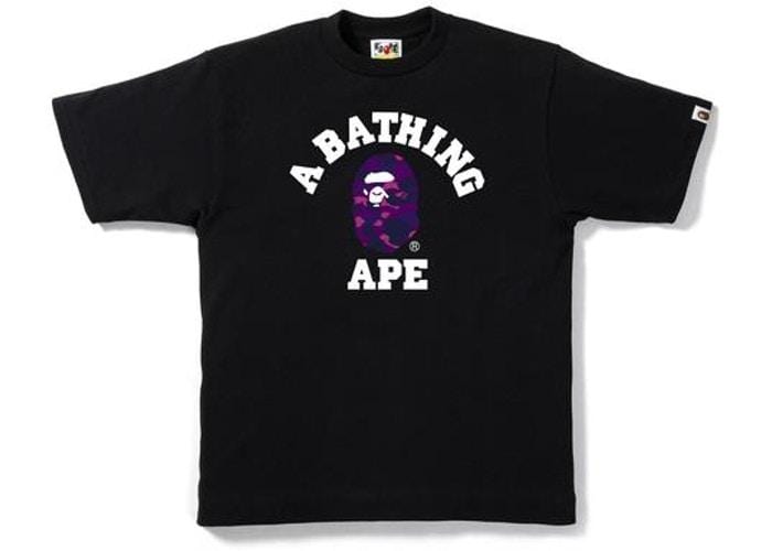 BAPE Clothing BAPE CAMO COLLEGE TEE BLACK/PURPLE