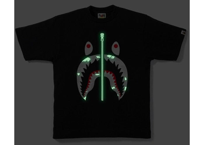 BAPE CITY CAMO SHARK TEE BLACK WHITE