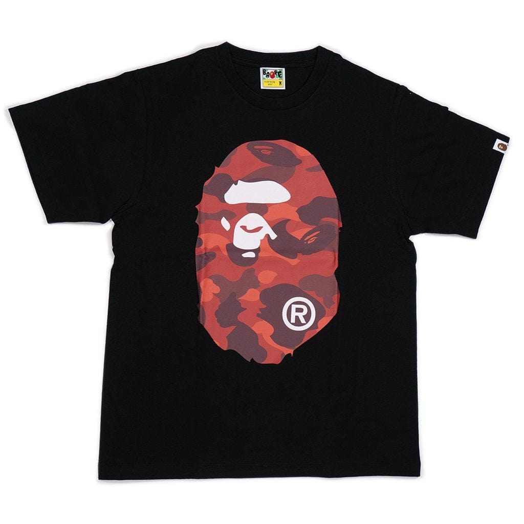 BAPE clothing BAPE COLOR CAMO BIG APE HEAD TEE BLACK/RED