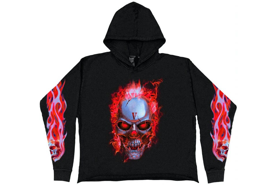 VLONE CLOTHING VLONE SKULLY RED FLAME HOODIE BLACK